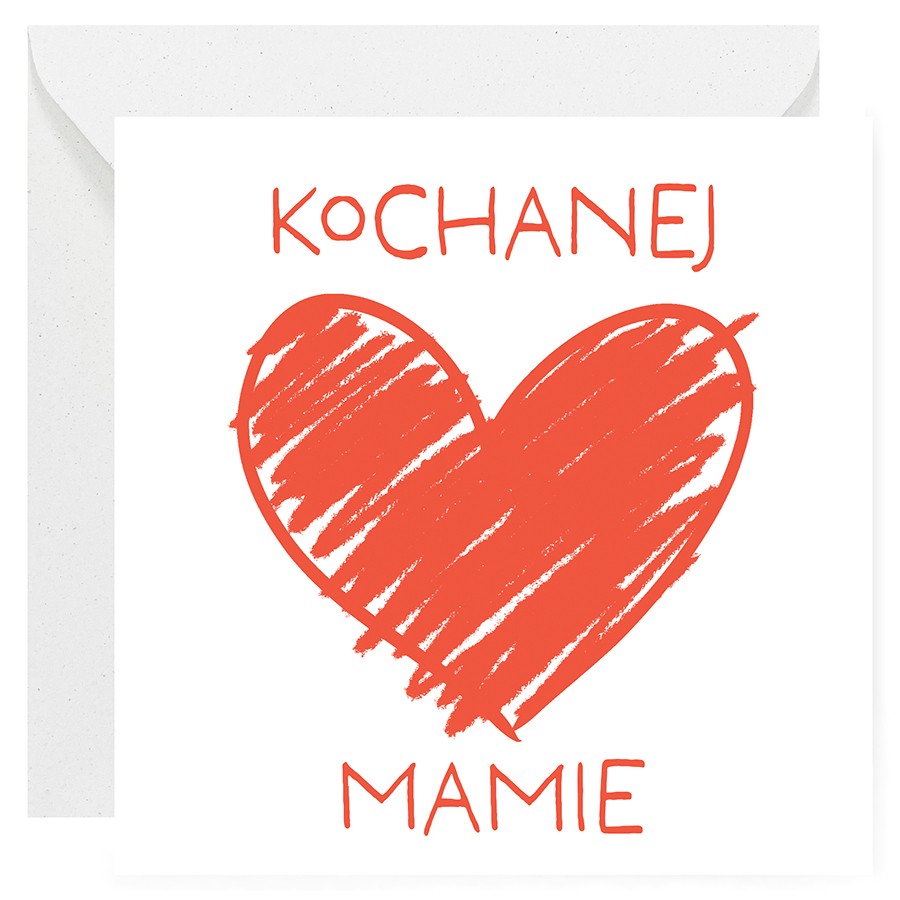 Kartka okolicznościowa "Kochanej mamie" z sercem na Dzień Matki