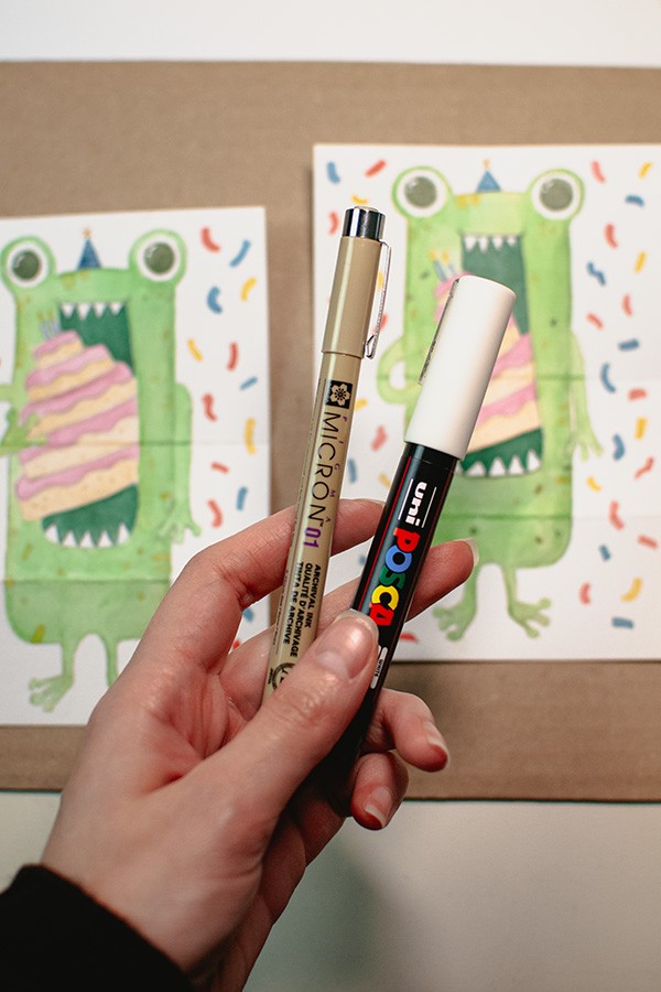 Marker Posca i Micron do malowania lub zaznaczania szczegółów na wyschniętym obrazku